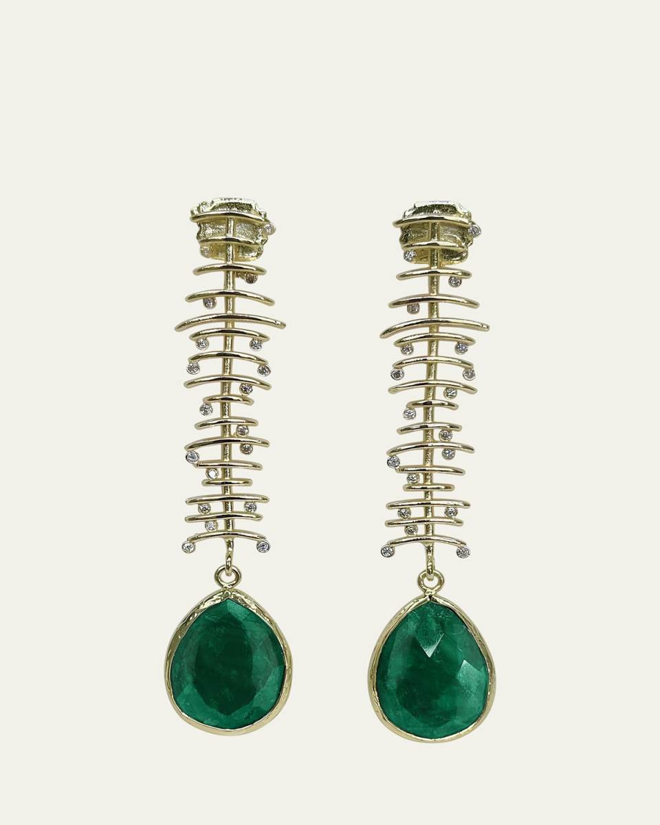Spine Earrings with Malachite
